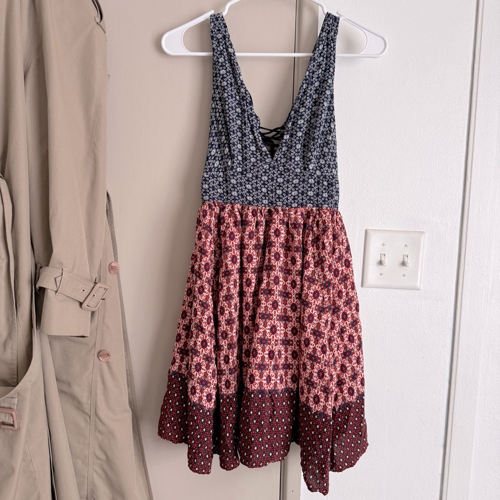 Lulu's Black and Burgundy Floral Mini Dress - Picture 2 of 8